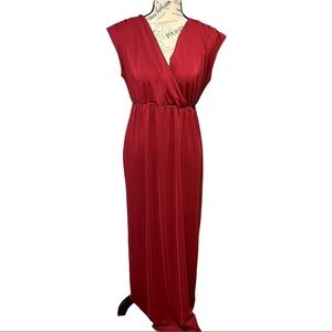 Talbots Deep Red V-Neck Maxi Dress Size Small